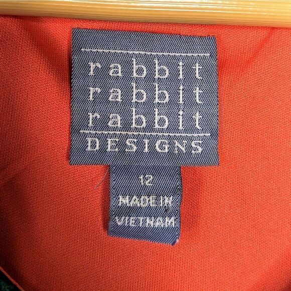 Rabbit Rabbit Rabbit Abstract Ombre Orange Red Pleated Shift Dress size 12 - Picture 15 of 15